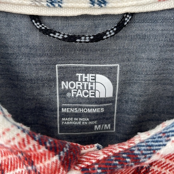 The North Face Men’s Flannel Size Medium, color: red, white and blue - Picture 2 of 4